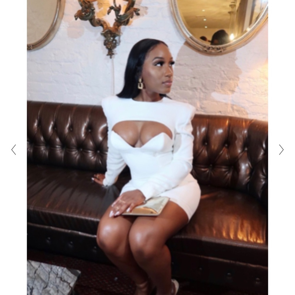 White Long Sleeve Midi HOUSEOFCB Dress